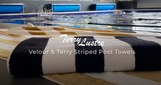 Terry Lustre Trousseau Royal Collection Velour and Terry Striped Pool Towels - Various Options Available - Lifespace