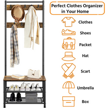 Load image into Gallery viewer, Lifespace Rustic Industrial Hall Stand &amp; Shoe Rack - Lifespace