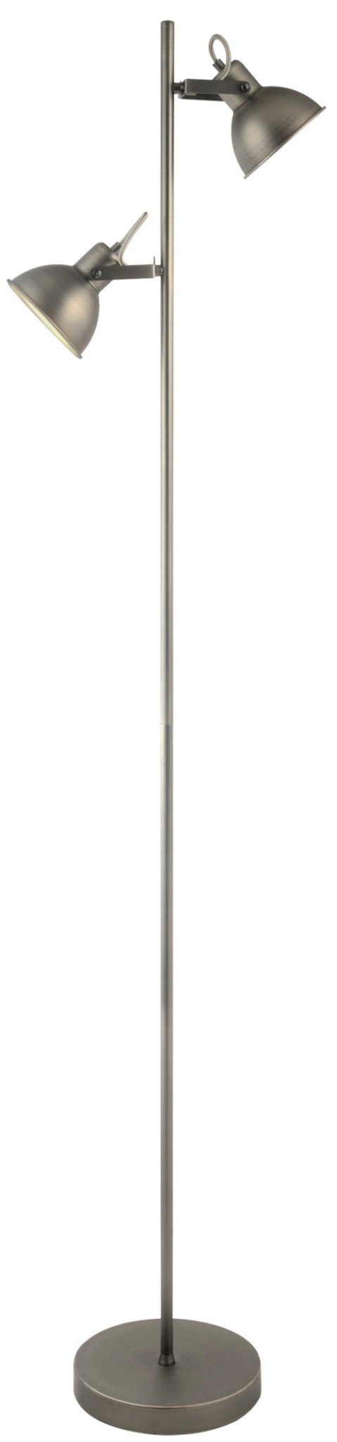 Antique Matt Silver 2 Light Floor Lamp On/Off Foot Switch -2x GU10 (Not included) - Lifespace
