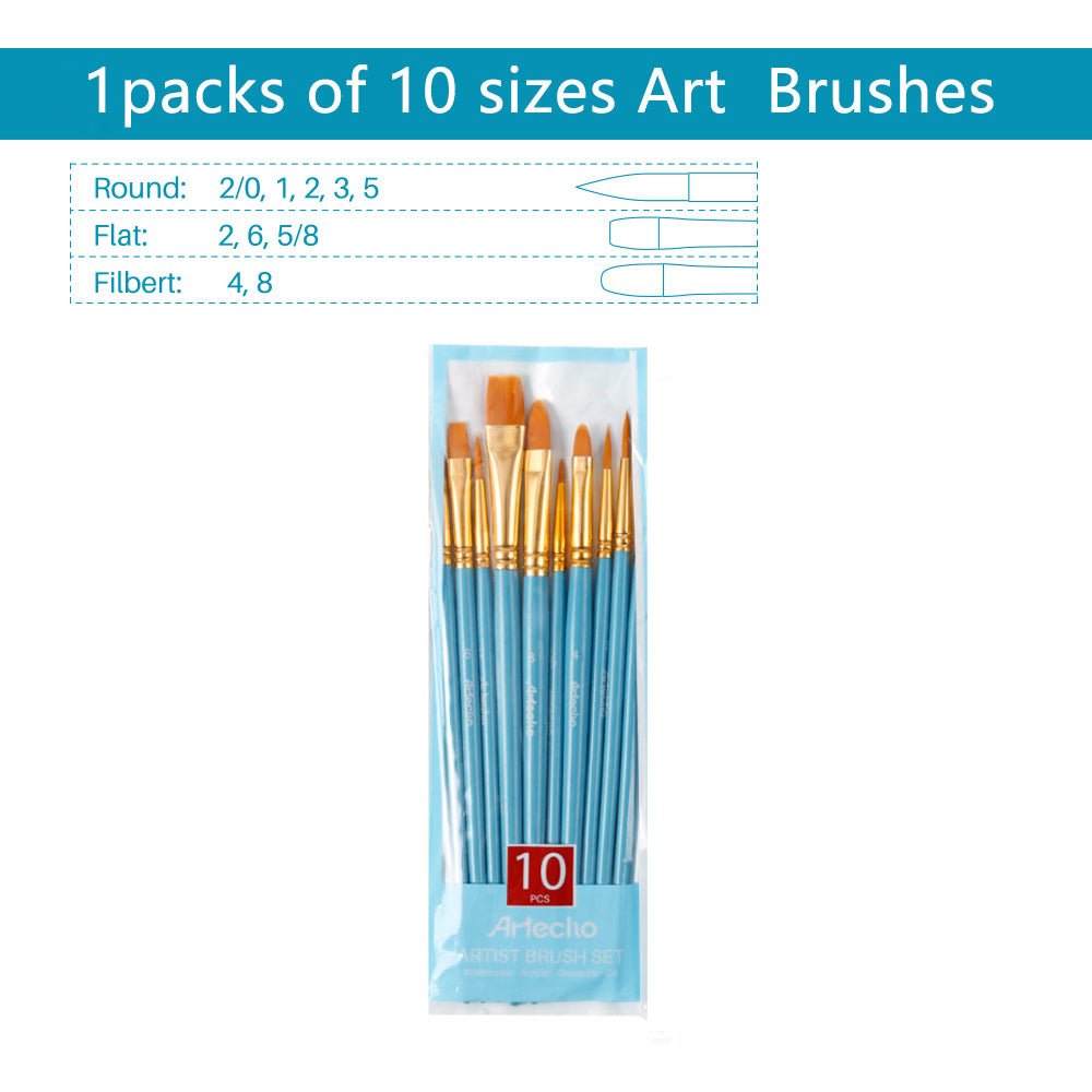 Artecho 10pc Artist Brush Set - Quality Student Range - Lifespace