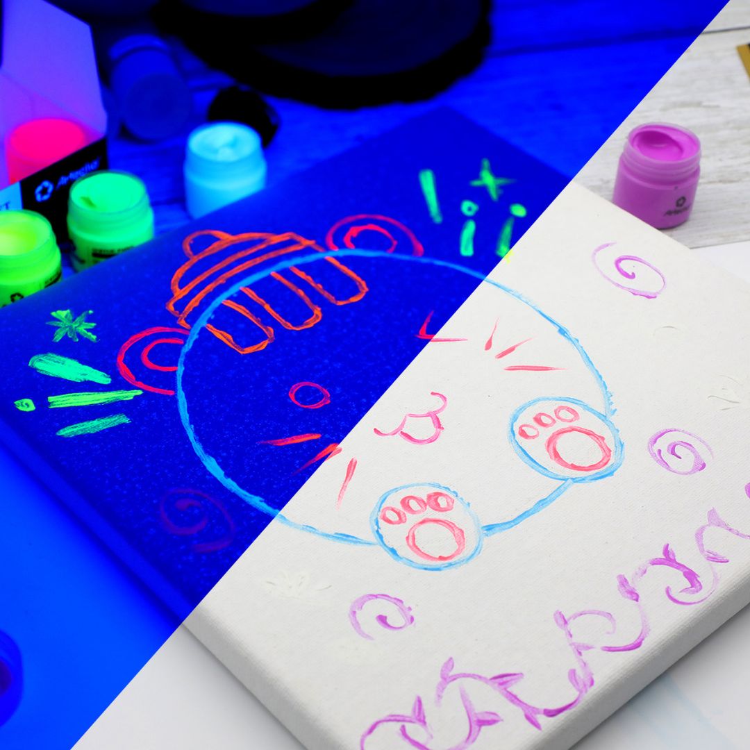 Artecho 8 colour Neon UV Glow in the Dark Acylic Paint Set (20ml) - Lifespace