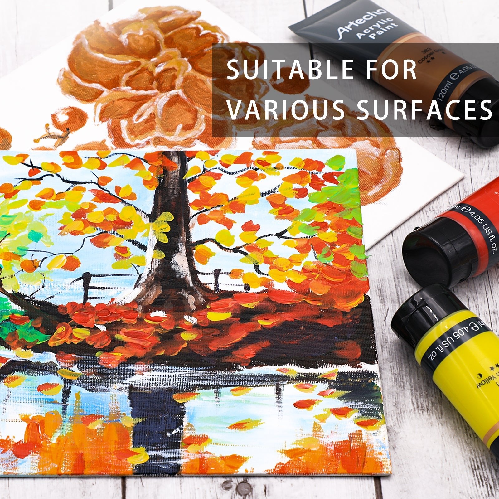 Artecho Acrylic Paint Set 20 Colours 4.05 oz/ 120ml Tube Art Paint - Lifespace