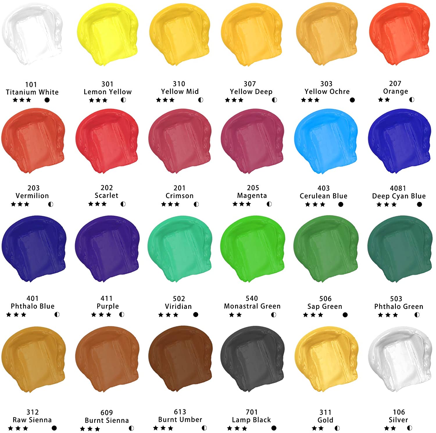 Artecho Acrylic Paint Set 24 Colours 2.02oz/ 60ml Tube Paint Set - Lifespace