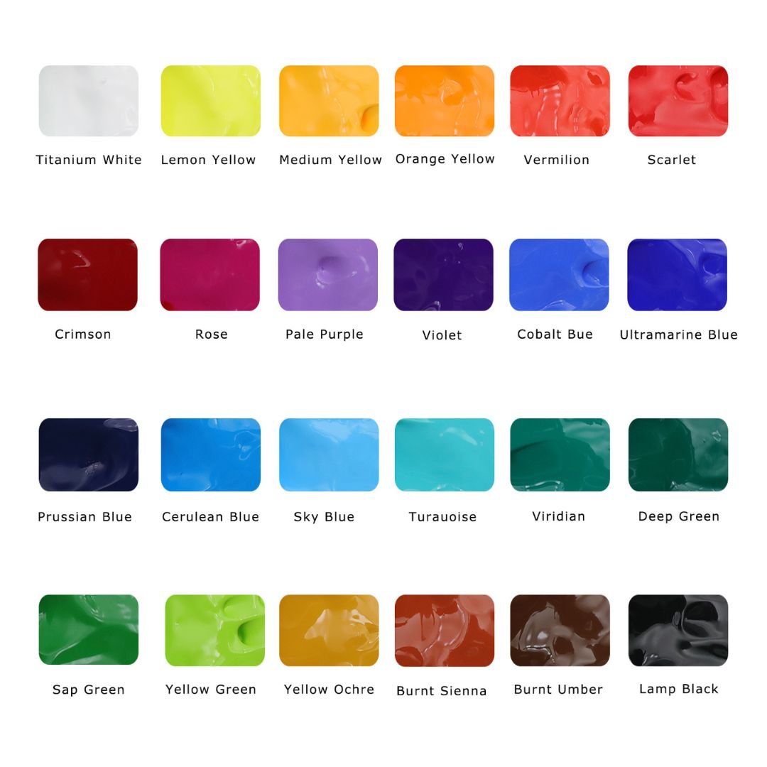 Artecho Gouache Paint Set, 24 Colors (30ml) with 10 Brushes & a Palette - Lifespace