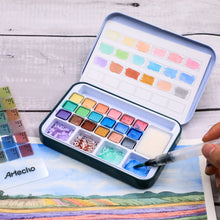 Load image into Gallery viewer, Artecho Metallic Watercolour Paint Set in Tin Case - Professional 18 colour - Lifespace