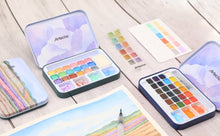 Load image into Gallery viewer, Artecho Metallic Watercolour Paint Set in Tin Case - Professional 18 colour - Lifespace
