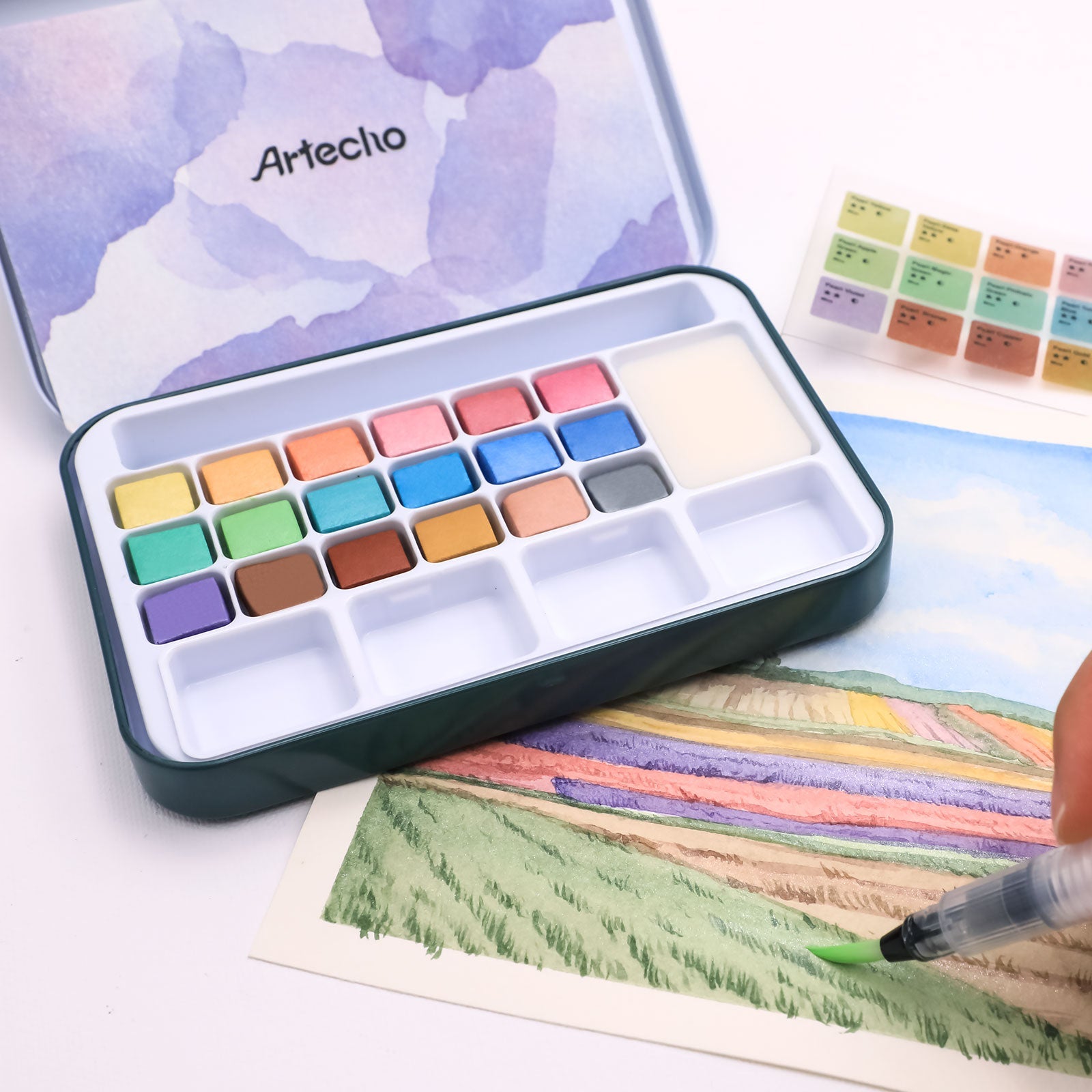 Artecho Metallic Watercolour Paint Set in Tin Case - Professional 18 colour - Lifespace