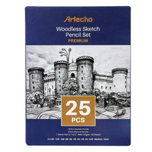 Load image into Gallery viewer, Artecho Premium Black Charcoal 24 Woodless Pencil Set &amp; 50 Page Sketch Pad - Lifespace