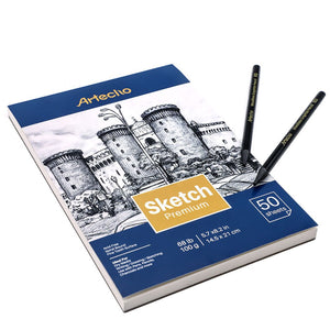 Artecho Premium Black Charcoal 24 Woodless Pencil Set & 50 Page Sketch Pad - Lifespace