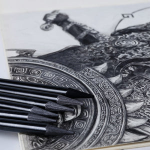 Artecho Premium Black Charcoal 24 Woodless Pencil Set & 50 Page Sketch Pad - Lifespace