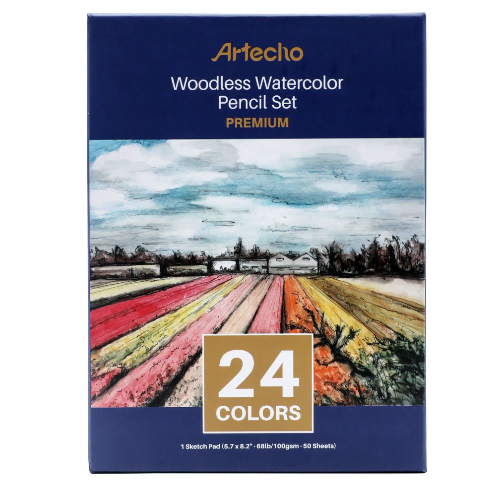 Artecho Premium Watercolour 24 Pencil Set & 50 Page Sketch Pad - Lifespace