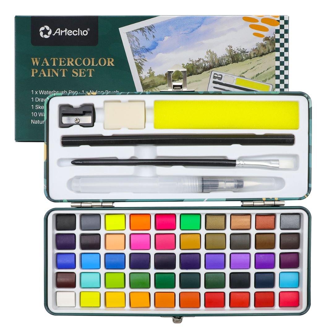 Artecho Professional Watercolour Paint Set in Tin Case with Accessories - Lifespace