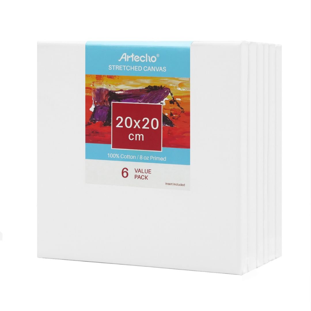 Artecho Stretched Canvas 6 Set Value Pack White - 20cm x 20cm - Lifespace