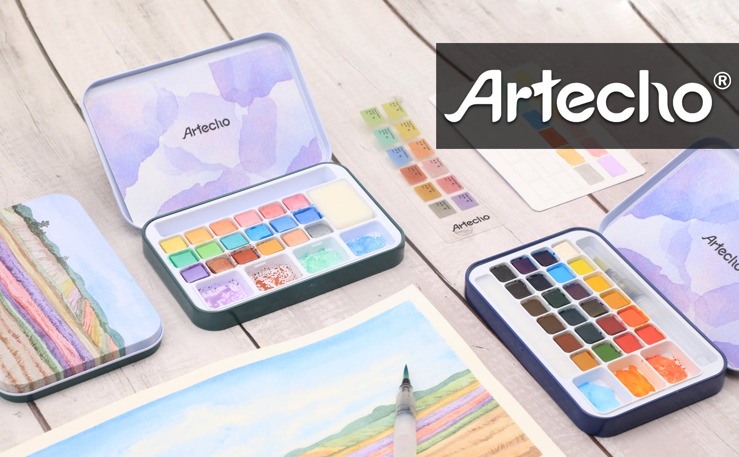 Artecho Watercolour Paint Set in Tin Case - Professional 24 colour - Lifespace