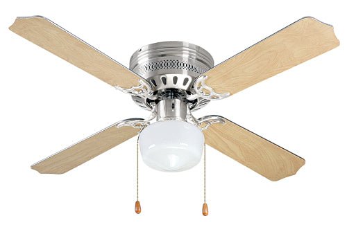 Ceiling Fan 4 Blade Wood Colour (106CM) 3 Speed Reversible Flush Mount only. Pull switch for Fan - Lifespace