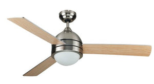Ceiling fan - Antique Brass with Beech Wood Blades and White Glass - Lifespace