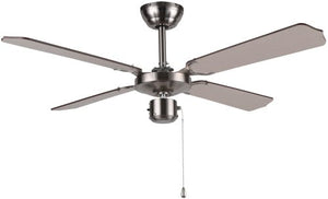 Ceiling Fan Satin Chrome and Steel, No Light - Lifespace