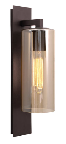 Down Facing Coffee Colour Metal Lantern with Amber Glass - Lifespace