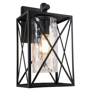 Down Facing Metal Lantern with Textured Clear Glass - Lifespace