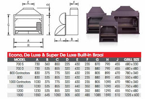 Home Fires Built-In Braai 1000 Super De Luxe Mild Steel box Mix 304 Stainless Steel Front - Lifespace