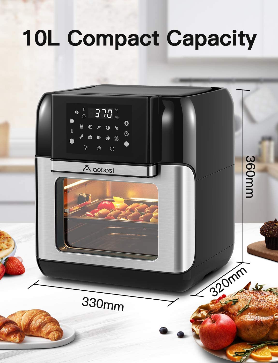 Aobosi 10lt Multi-Function Air Fryer - 1500w - Excellent Quality - Lifespace