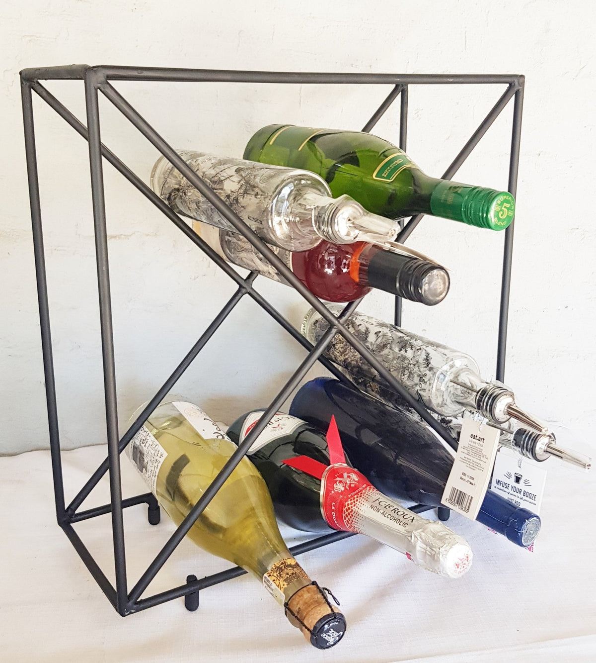Lifespace 12 Bottle Matt Black Counter Top Wine Rack Bottle Holder - Lifespace