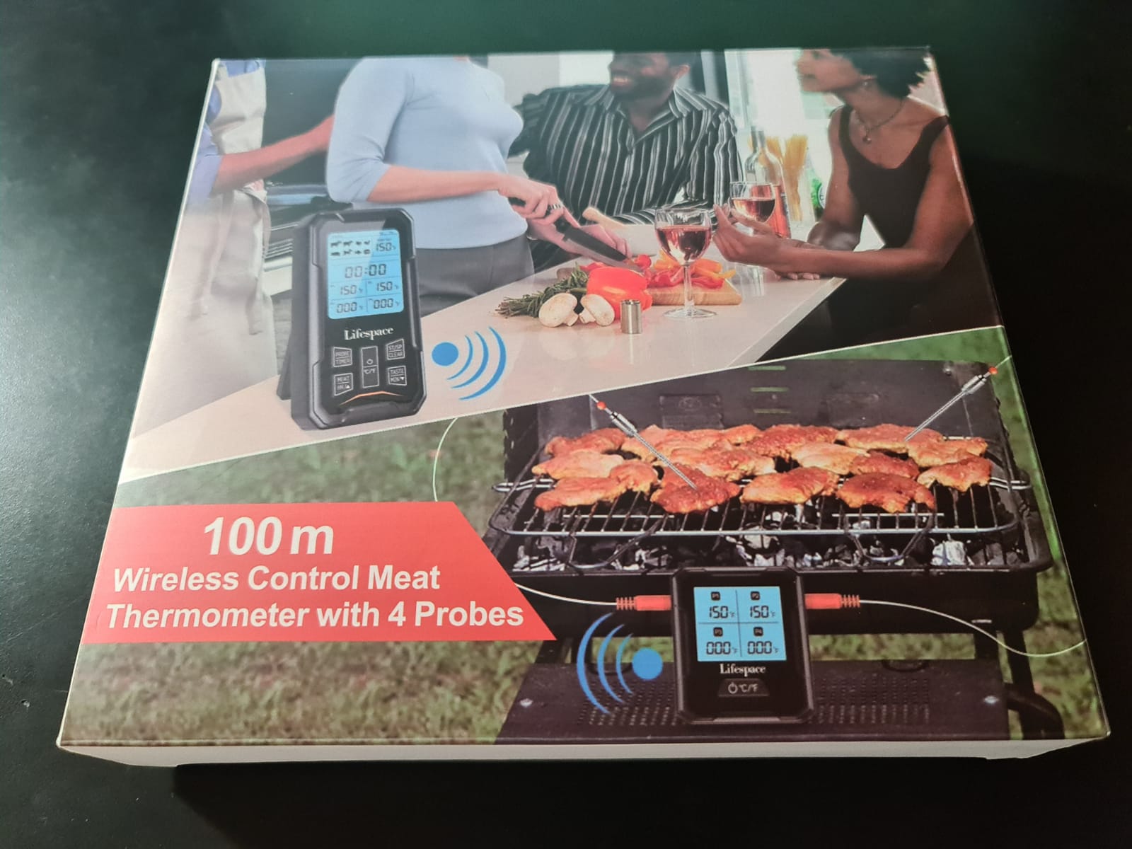 Lifespace 4 Probe 100m Wireless Cooking Meat Thermometer - Lifespace