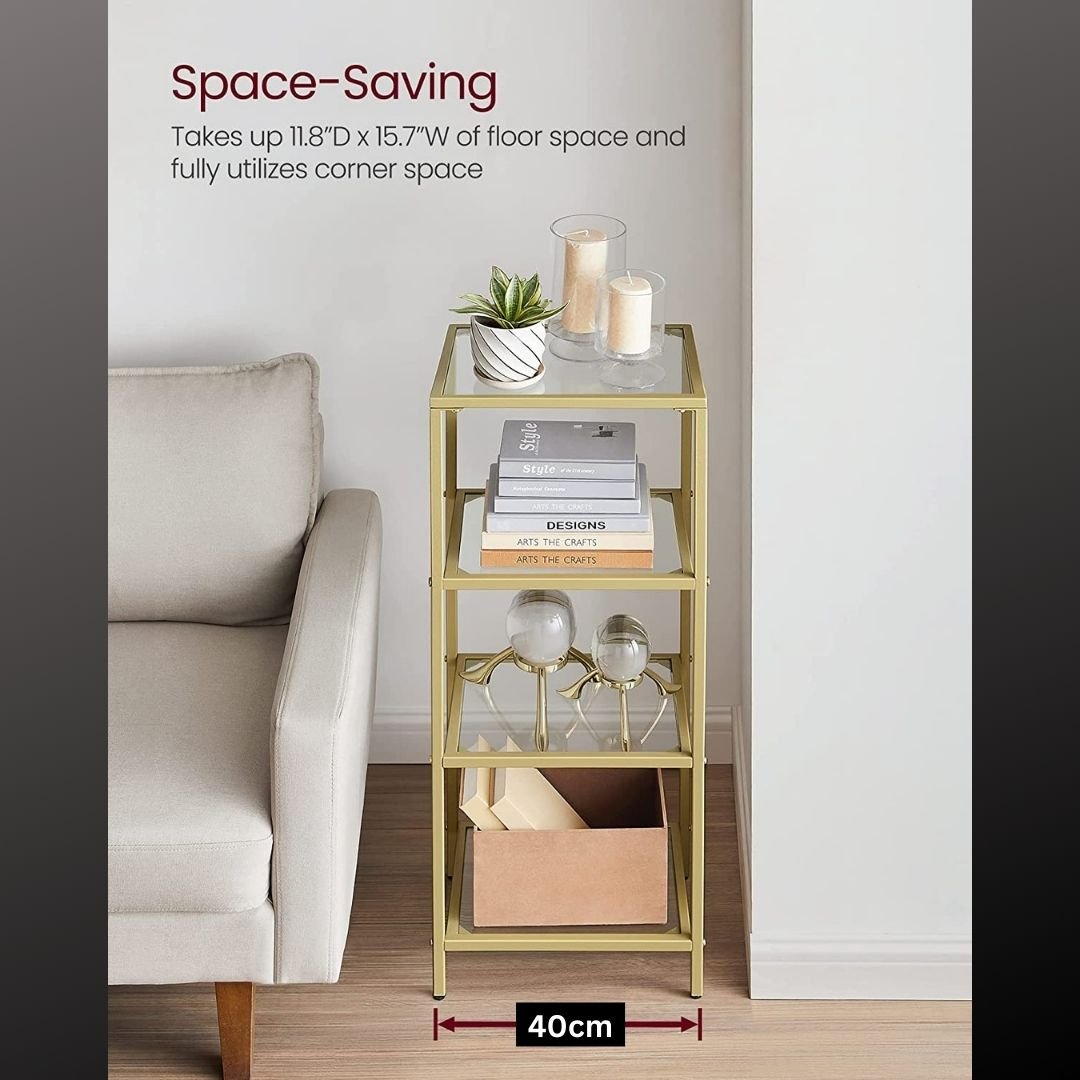 Lifespace 4-tier Storage Shelf Rack with Gold Frame - Lifespace