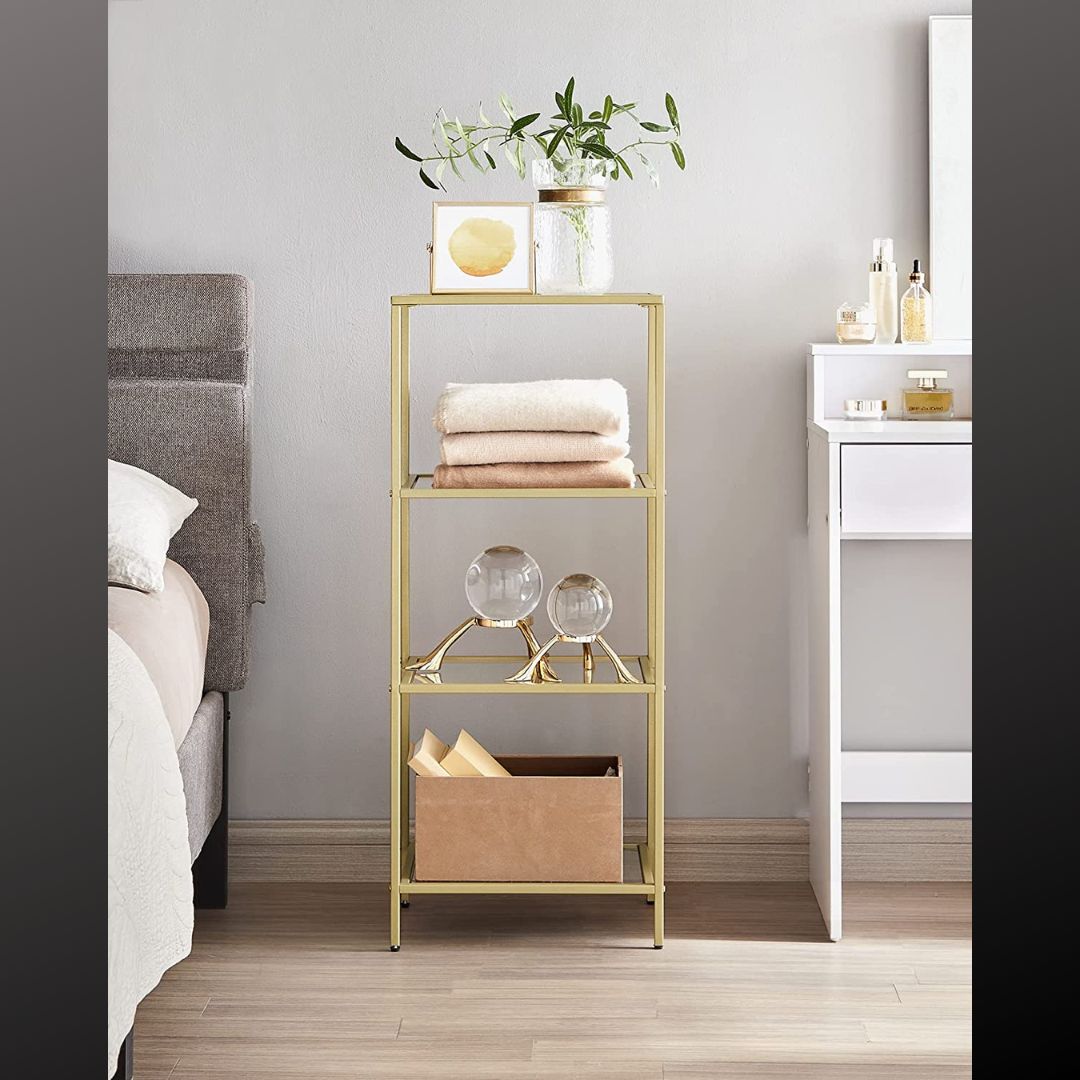 Life Code Foldable Storage Rack Lifespace 4-tier Storage Shelf Rack with Gold Frame - Lifespace