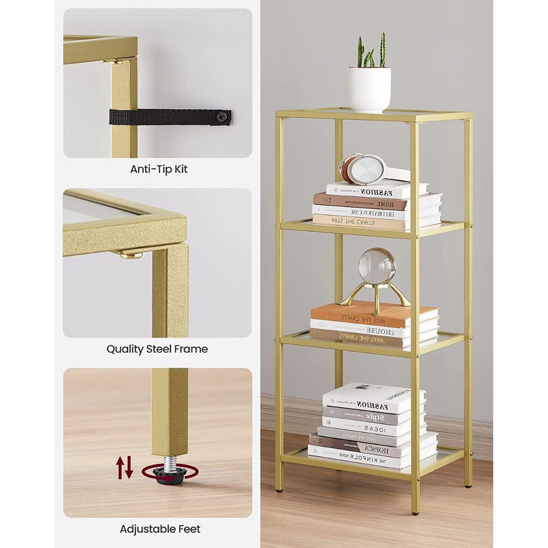 Lifespace 4-tier Storage Shelf Rack with Gold Frame - Lifespace