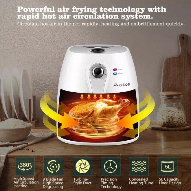 Aobosi 5Lt Air Fryer - Excellent Affordable Quality - Lifespace