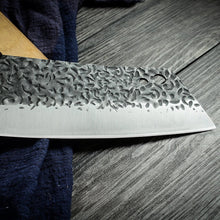 Load image into Gallery viewer, Lifespace 7 Inch Full Tang Hammered Chef Cleaver Knife with Hole - Lifespace