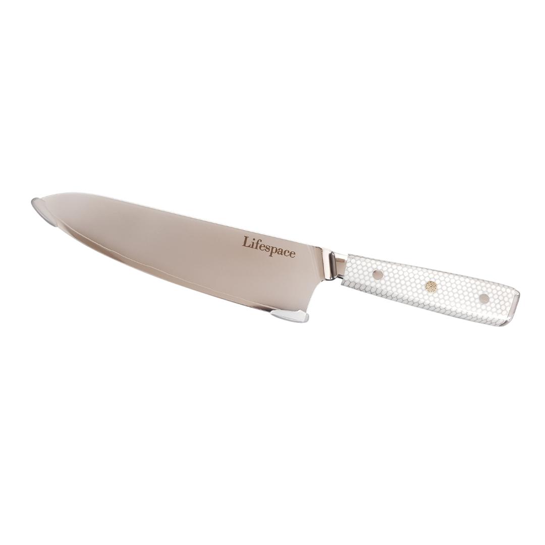 Lifespace 8" Cladded Steel Chef Knife w/ White Honeycomb Handle - Lifespace