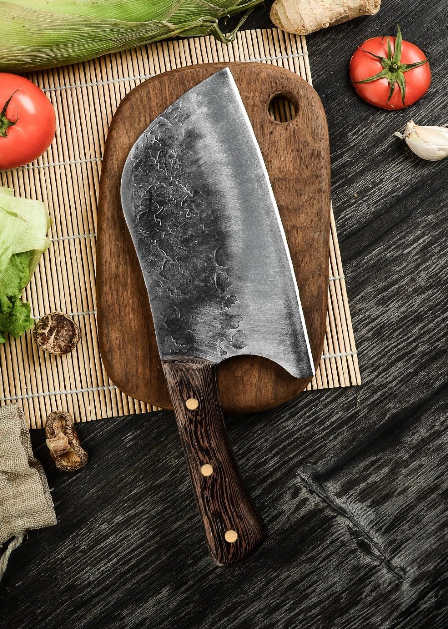 Lifespace 8" Hammered Cleaver with Curved Blade - Lifespace
