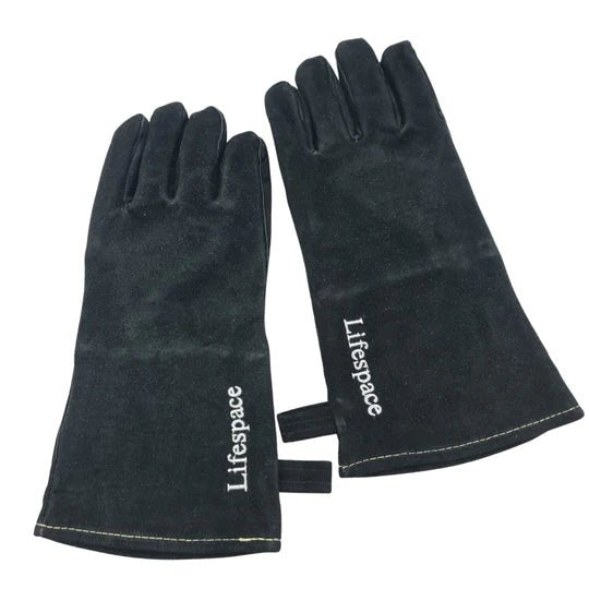 Lifespace Black Leather Braai Gloves - lined for extra comfort. EXCELLENT QUALITY! - Lifespace