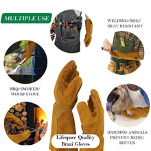 Load image into Gallery viewer, Lifespace Brown Leather Braai Gloves - lined for extra comfort - Lifespace