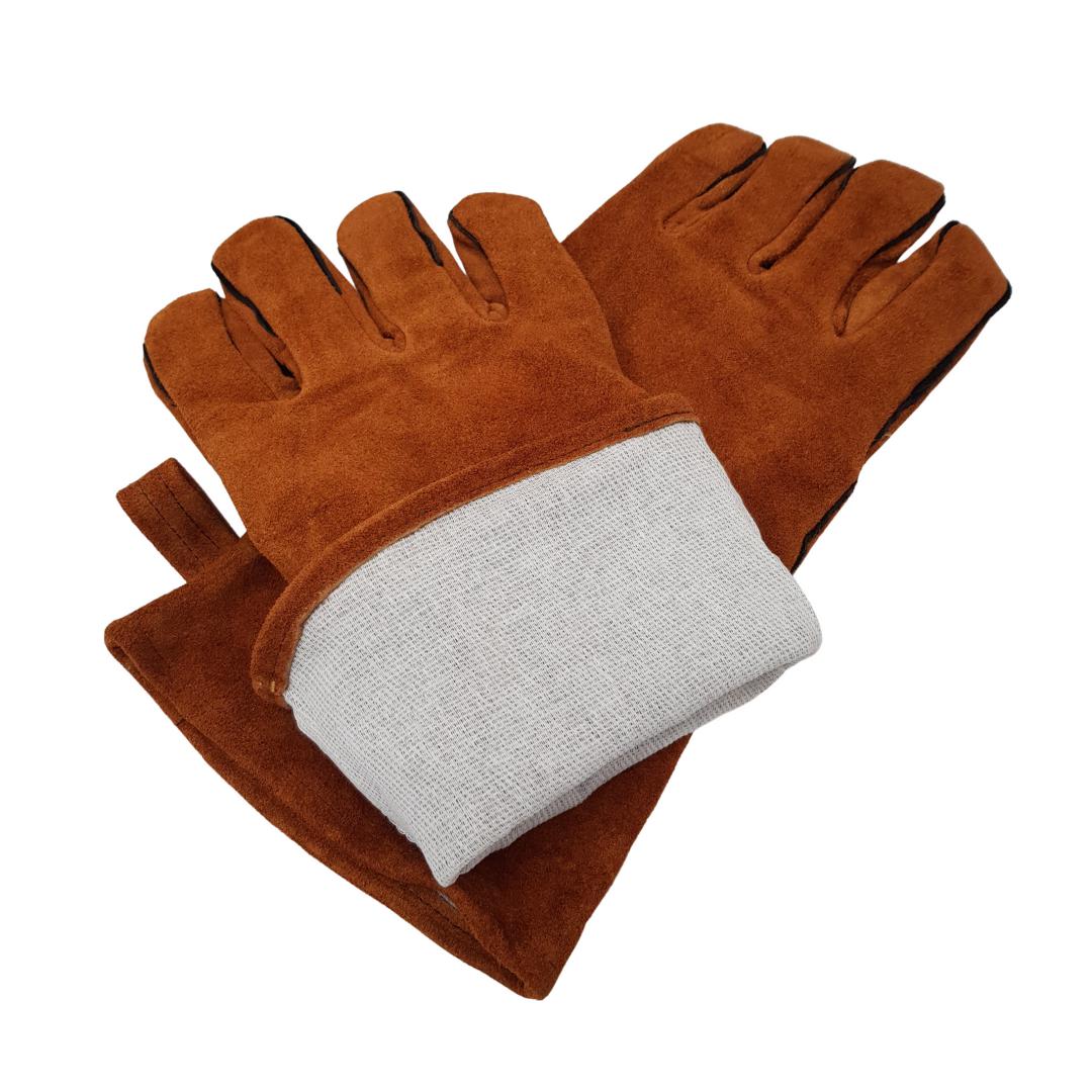 Lifespace Brown Leather Braai Gloves - lined for extra comfort - Lifespace