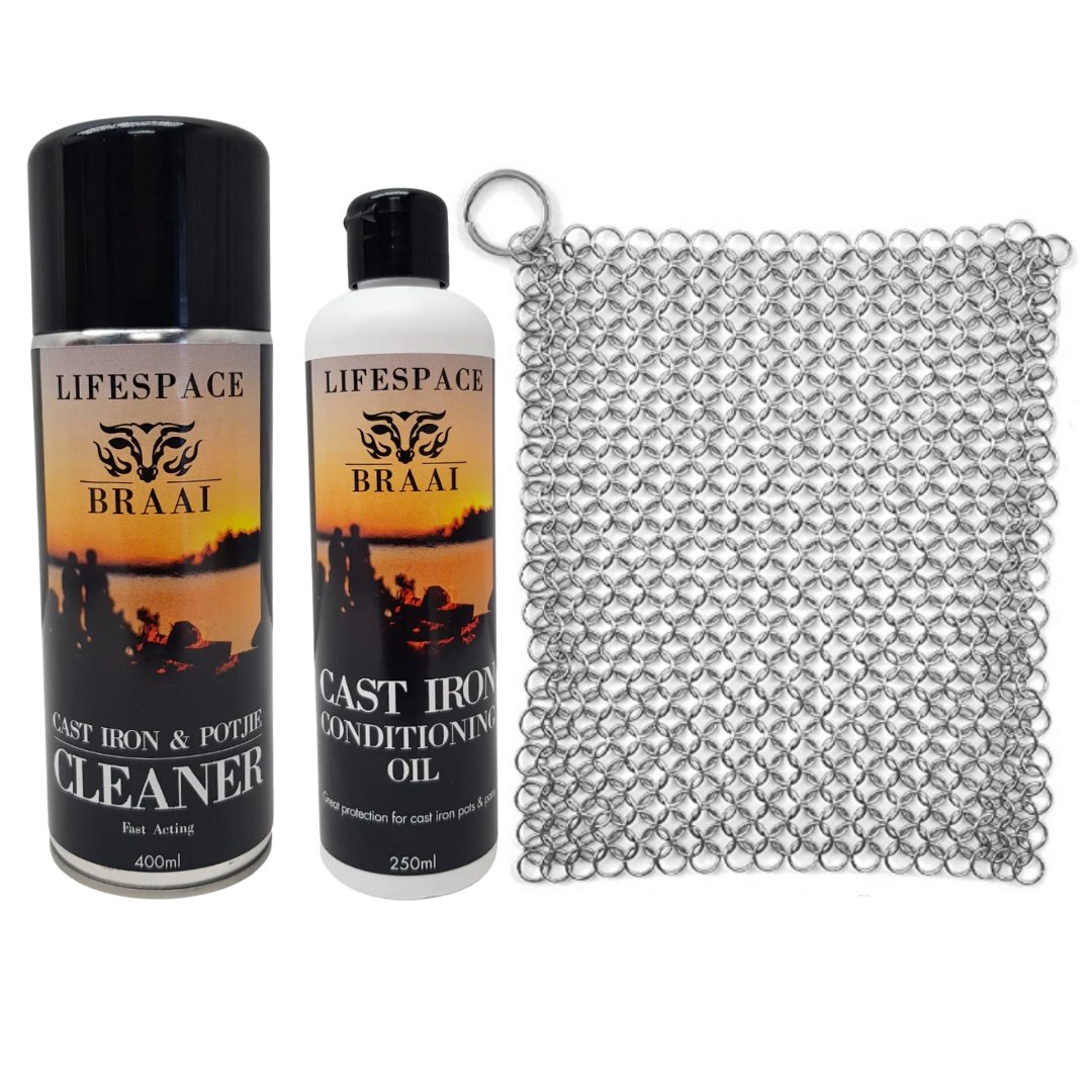 Lifespace Cast Iron Potjie Clean & Care Kit - Lifespace