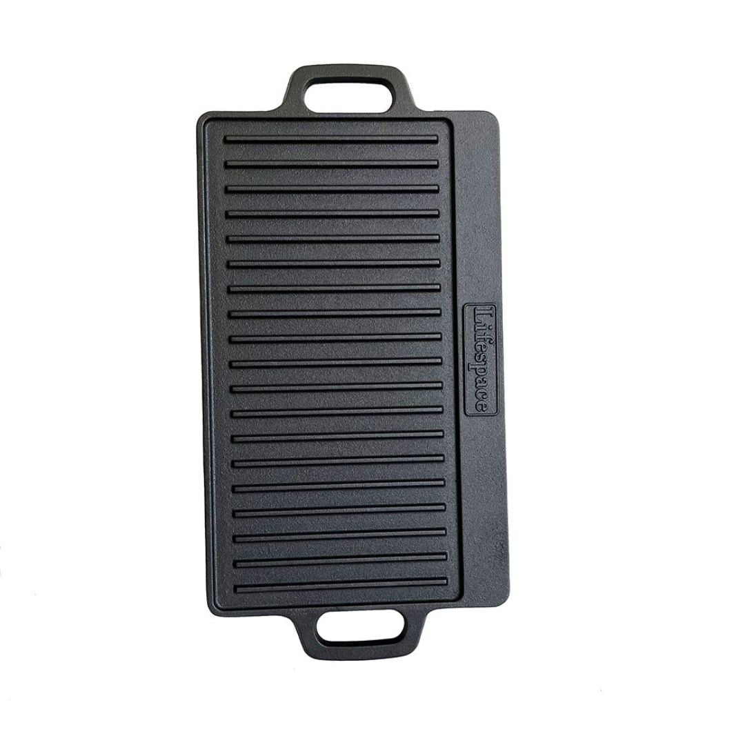 Lifespace Cast Iron Reversible Griddle Plate Pan - Lifespace