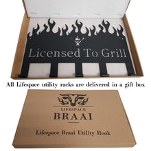 Load image into Gallery viewer, Lifespace &quot;Chillin&#39; &amp; Grillin&#39;&quot; Braai 5 Hook Utility Rack - Lifespace