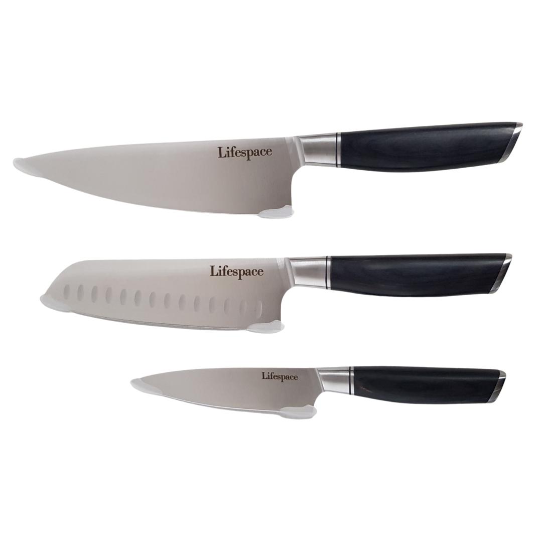 Lifespace Classic Japanese Chef Knife Set in a Gift Box - Petty, Santoku & Chef - Lifespace
