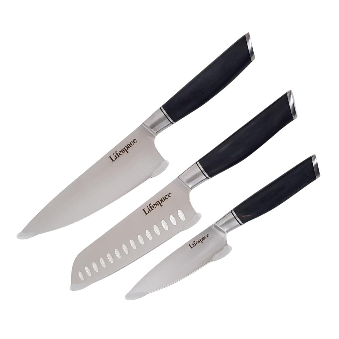 Lifespace Classic Japanese Chef Knife Set in a Gift Box - Petty, Santoku & Chef - Lifespace