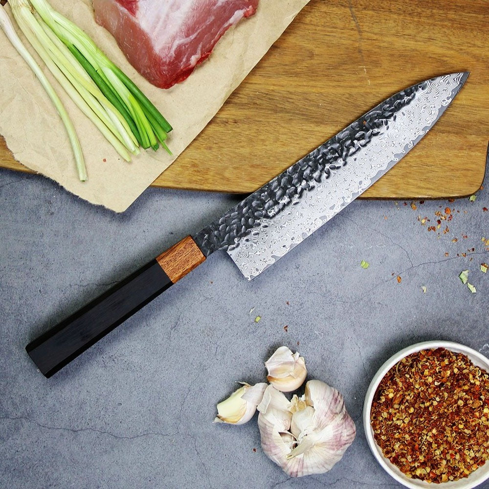 Lifespace Hand Forged Japanese vg10 Damascus Bunka Chef Knife in Gift Box - Lifespace