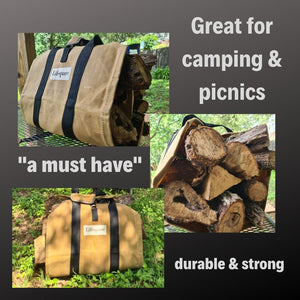 Lifespace Heavy Duty Canvas Firewood Log Carrier Bag with Handles - Lifespace