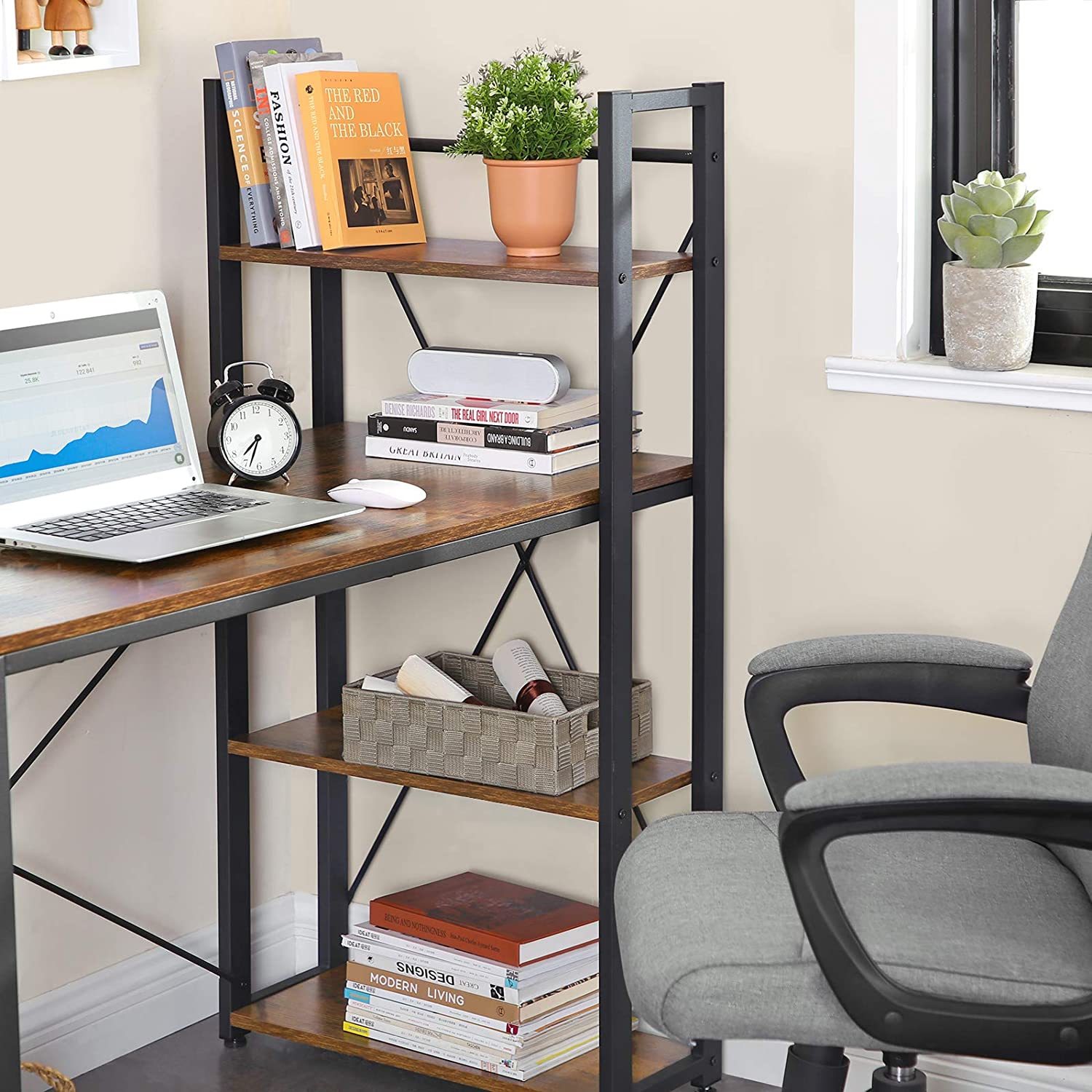 Lifespace Home Office Industrial Computer Desk with Bookshelf - Lifespace
