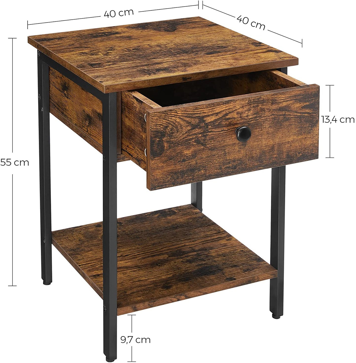 Lifespace Industrial Rustic Wood Side Table with Draw - Lifespace