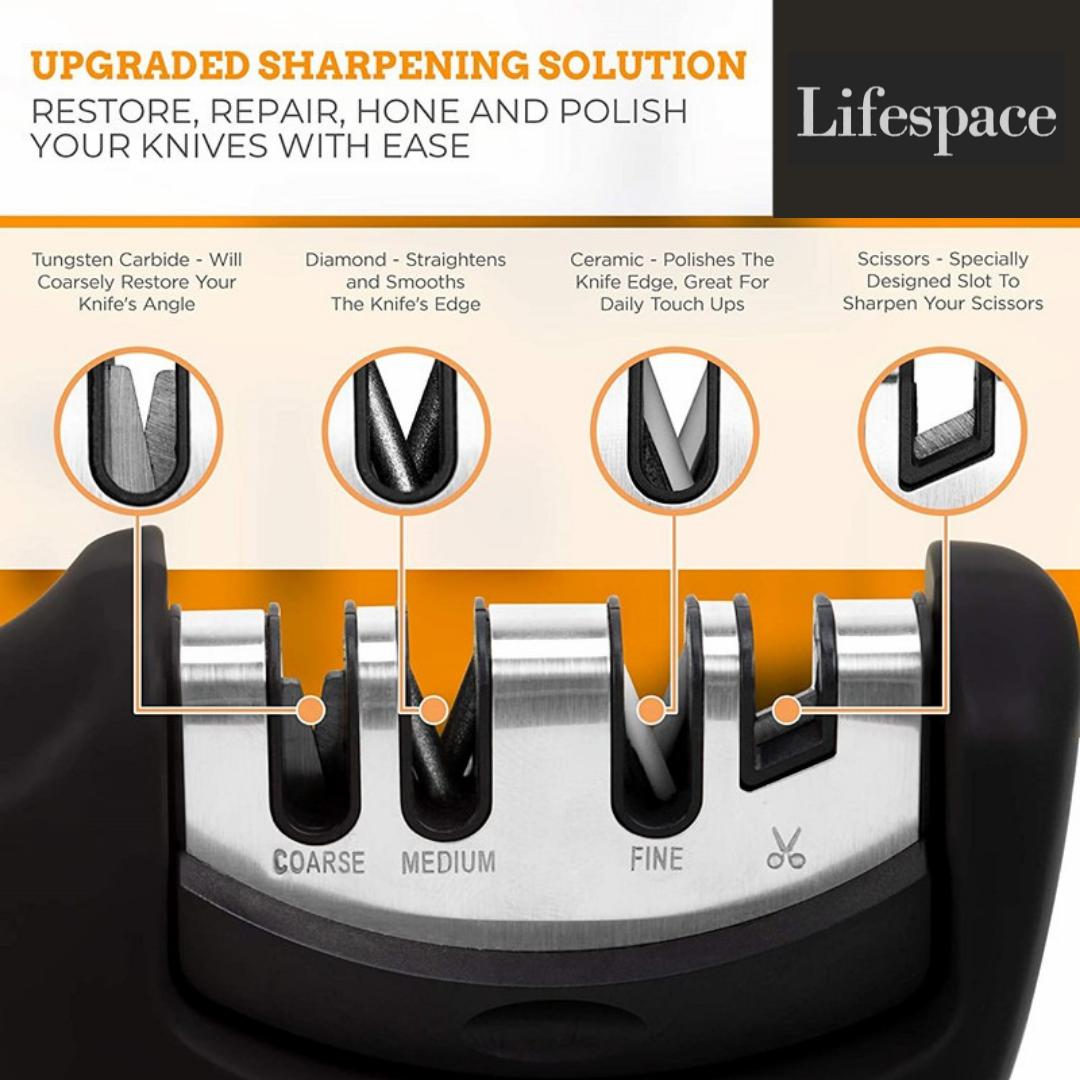 Lifespace Knife Sharpener with Cut Resistant Safety Glove - Lifespace