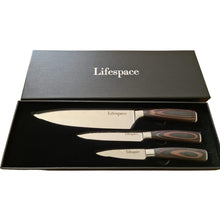 Load image into Gallery viewer, Lifespace Laser Engraved 5CR15 3pce Kitchen Utility Knife Set in a Gift Box! GREAT DEAL - Lifespace