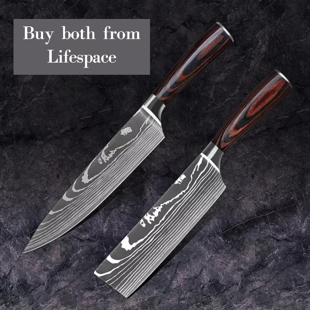 Lifespace Laser Engraved 5CR15 Kitchen Nakiri Chef Knife in a Gift Box - Lifespace