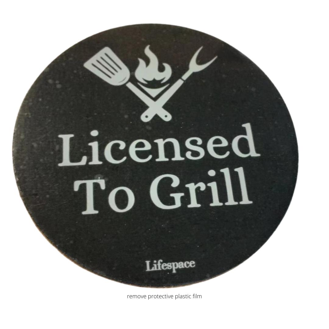 Lifespace "Licensed to Grill" Drinks Coasters - Set of 6 - Lifespace